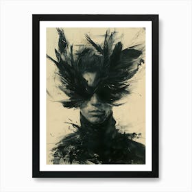 Whimsical Dark Feathers Man 4 Art Print