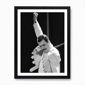 Freddie Mercury performing. Rock band Queen in concert at St James Park in Newcastle Art Print
