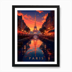 Paris France Eiffel Tower Retro Travel Art Print
