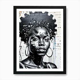 Vintage Graffiti Mural Of Beautiful Black Woman 145 Art Print