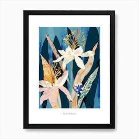 Colourful Flower Illustration Poster Edelweiss 3 Art Print