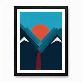 Falls Creek, Australia Modern Illustration Skiing Poster Art Print