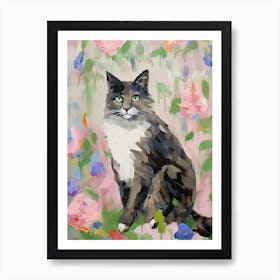 A Norwegian Forest Cat Painting, Impressionist Painting 1 Art Print