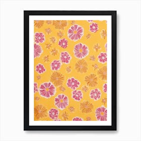 Marigold Floral Print Retro Pattern1 Flower Art Print