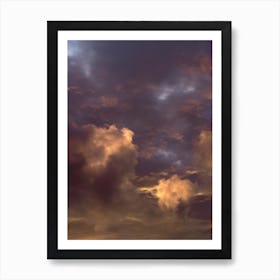 Sunset With Orange And Purple Clouds Art Print
