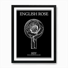 English Rose Key Line Drawing 3 Poster Inverted Art Print