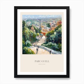 Parc Guell Barcelona Spain 2 Vintage Cezanne Inspired Poster Art Print