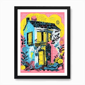 A House In Charleston, Abstract Risograph Style 2 Art Print