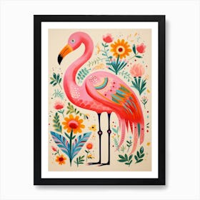 Pink Scandi Flamingo 4 Art Print