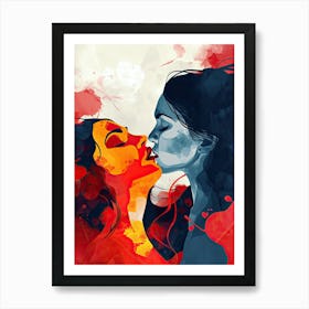 Two Women Kissing, Passion, LGBT Art Print