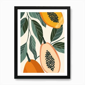 Papaya Close Up Illustration 3 Art Print