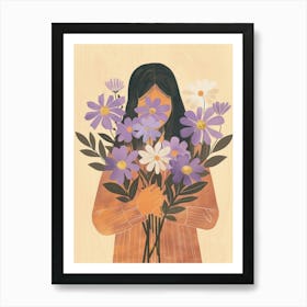 Spring Girl With Purple Flowers 3 Art Print