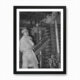 Removing Cotton Cake From Hydraulic Presses After Oil Has Been Removed, Cotton Seed Oil Mill, Mclennan Count Art Print
