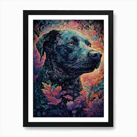 Dog With Flowers 2 Art Print