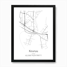 Keuruu,Finland Minimalist Map Art Print