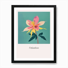 Columbine 1 Square Flower Illustration Poster Art Print