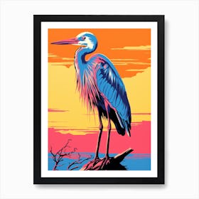 Andy Warhol Style Bird Great Blue Heron 4 Art Print