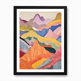Mount Hunter United States Colourful Mountain Illustration Art Print