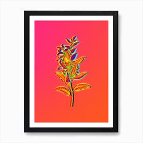 Neon Evergreen Oak Botanical in Hot Pink and Electric Blue n.0124 Art Print