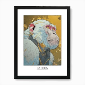 Baboon Precisionist Illustration 2 Poster Art Print