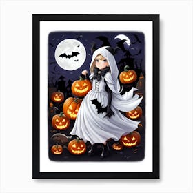 Witch With Pumpkins 2 Art Print