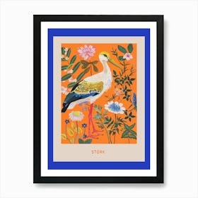 Spring Birds Poster Stork 4 Art Print