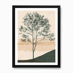 Alder Tree Minimal Japandi Illustration 4 Art Print