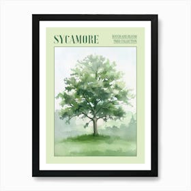 Sycamore Tree Atmospheric Watercolour Painting 2 Poster Art Print