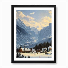 Engelberg, Switzerland Ski Resort Vintage Landscape 2 Skiing Poster Art Print