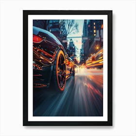 Speeding Sports Car In The City Art Print