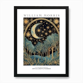 William Morris Print Moon Night Forest Poster Vintage Wall Art Textiles Art Vintage Poster Art Print
