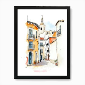 Watercolor Sketch Of A Street In Spain Art Print