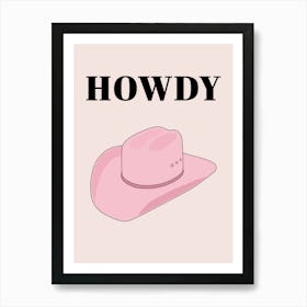 Howdy Cowboy Hat Pink Póster