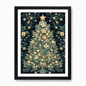 William Morris Style Christmas Tree 13 Art Print