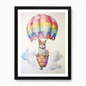 Baby Llama In A Hot Air Balloon Art Print