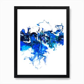 Blue Colorful White Wave Art Print