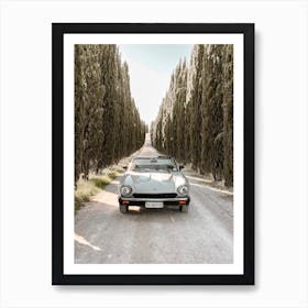 Fiat Spider on Cypress Road at Tuscany Art Print