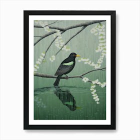 Ohara Koson Inspired Bird Painting Blackbird 2 Art Print