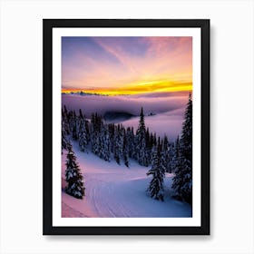 Adelboden, Switzerland Sunrise Skiing Poster Art Print