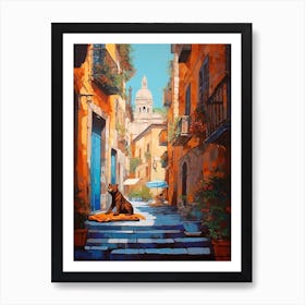 Painting Of Rome With A Cat In The Style Of Post Modernism 2 Art Print