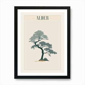 Alder Tree Minimal Japandi Illustration 2 Poster Art Print