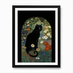 Klimt  Style And Black Garden, Circle Art Print