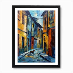 Painting Of Budapest Hungary With A Cat In The Style Of Impressionism 3 Art Print
