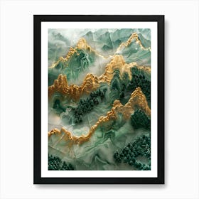 Gold Inlaid Jade Carving Scene 1 Art Print