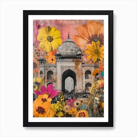 Delhi   Floral Retro Collage Style 4 Art Print