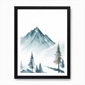 Mountain And Forest In Minimalist Watercolor Vertical Composition 34 Art Print