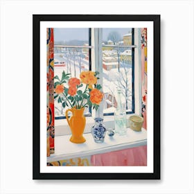 The Windowsill Of Moscow   Russia Snow Inspired By Matisse 4 Art Print