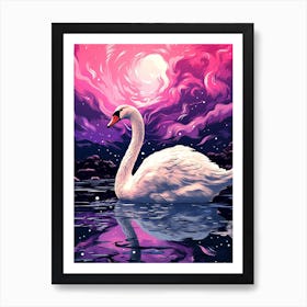 Swan In The Moonlight 1 Art Print