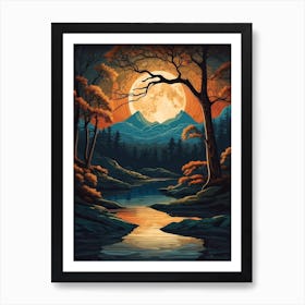 Full Moon In The Forest 6 Art Print