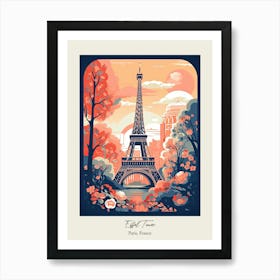 Eiffel Tower   Paris, France   Cute Botanical Illustration Travel 2 Poster Art Print